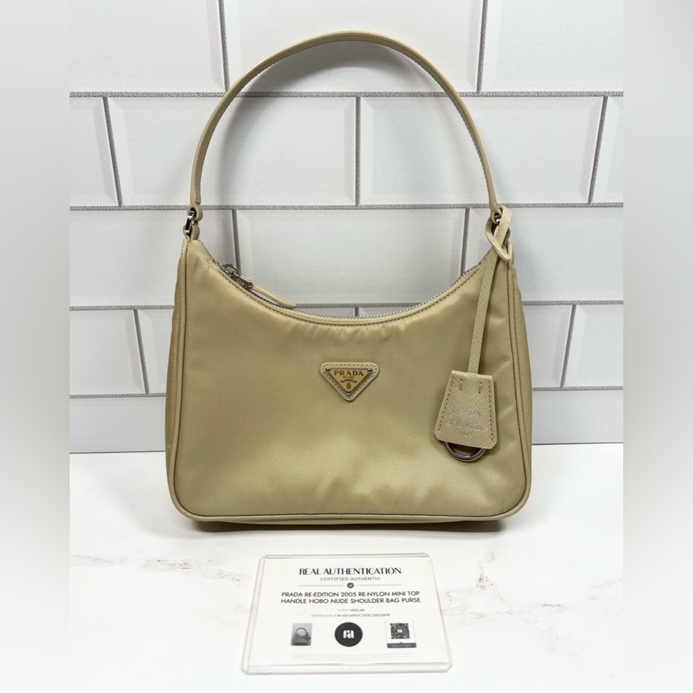 Prada Re-edition 2005 Re-nylon Mini Top Handle Hobo Nude Shoulder Bag Purse